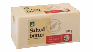 A block of Woolworths brand butter