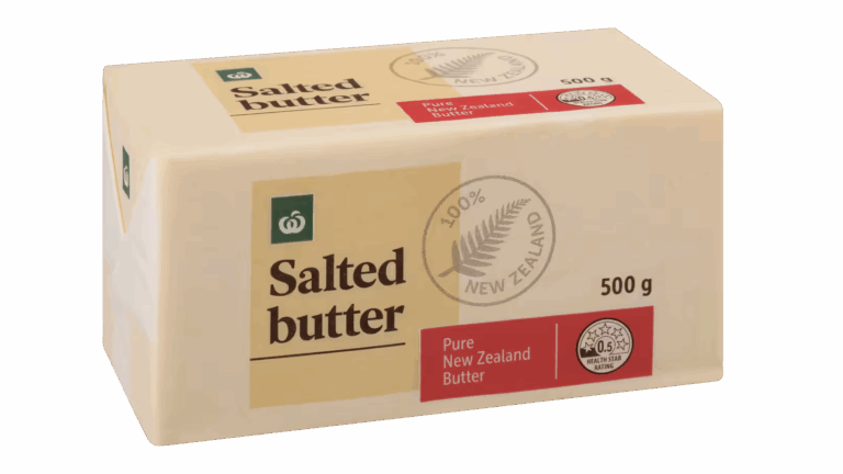 A block of Woolworths brand butter